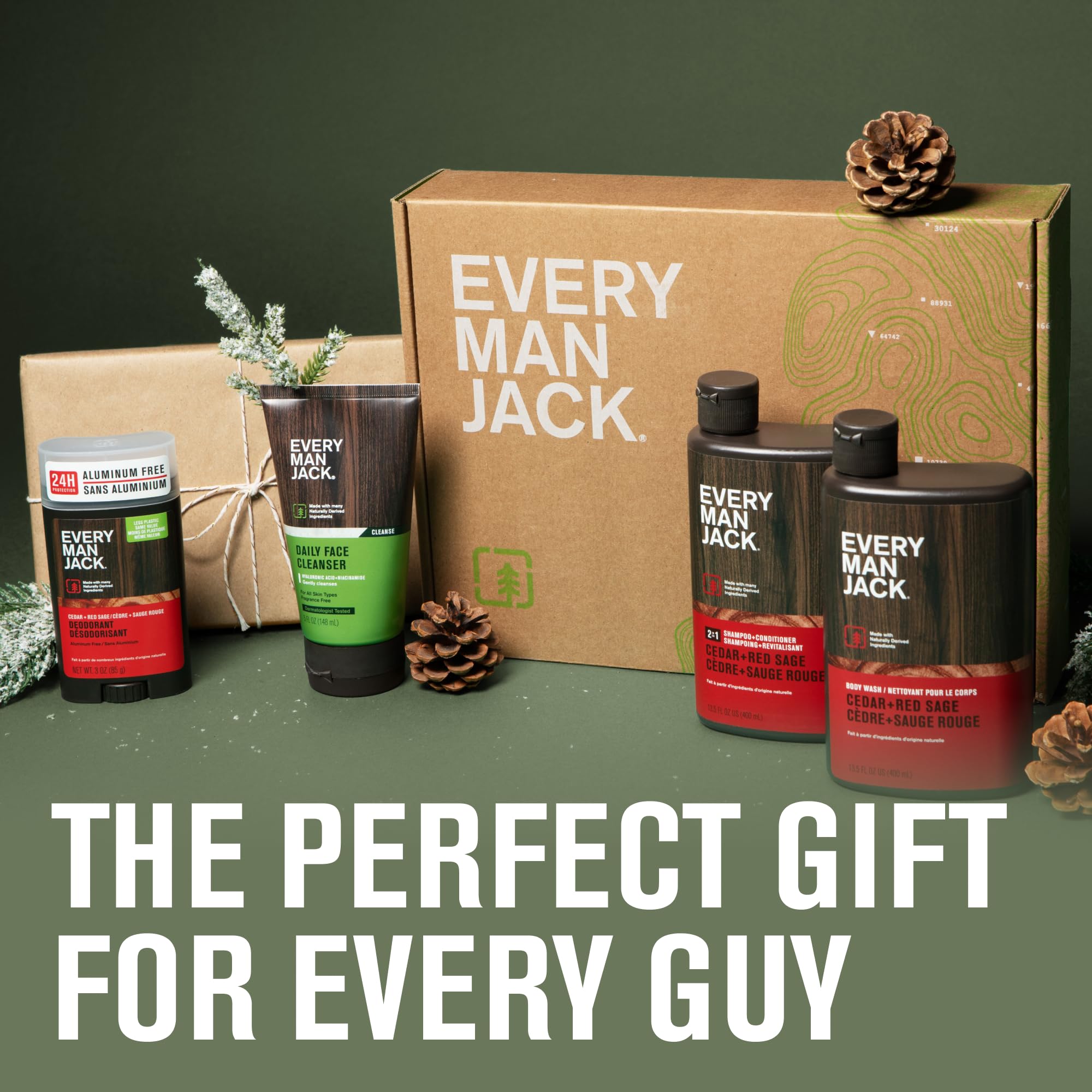 Every Man Jack Cedar Red Sage body wash bottle with hydrating lather.