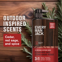 Every Man Jack Cedar + Red Sage pack art communicates heritage and certifications.