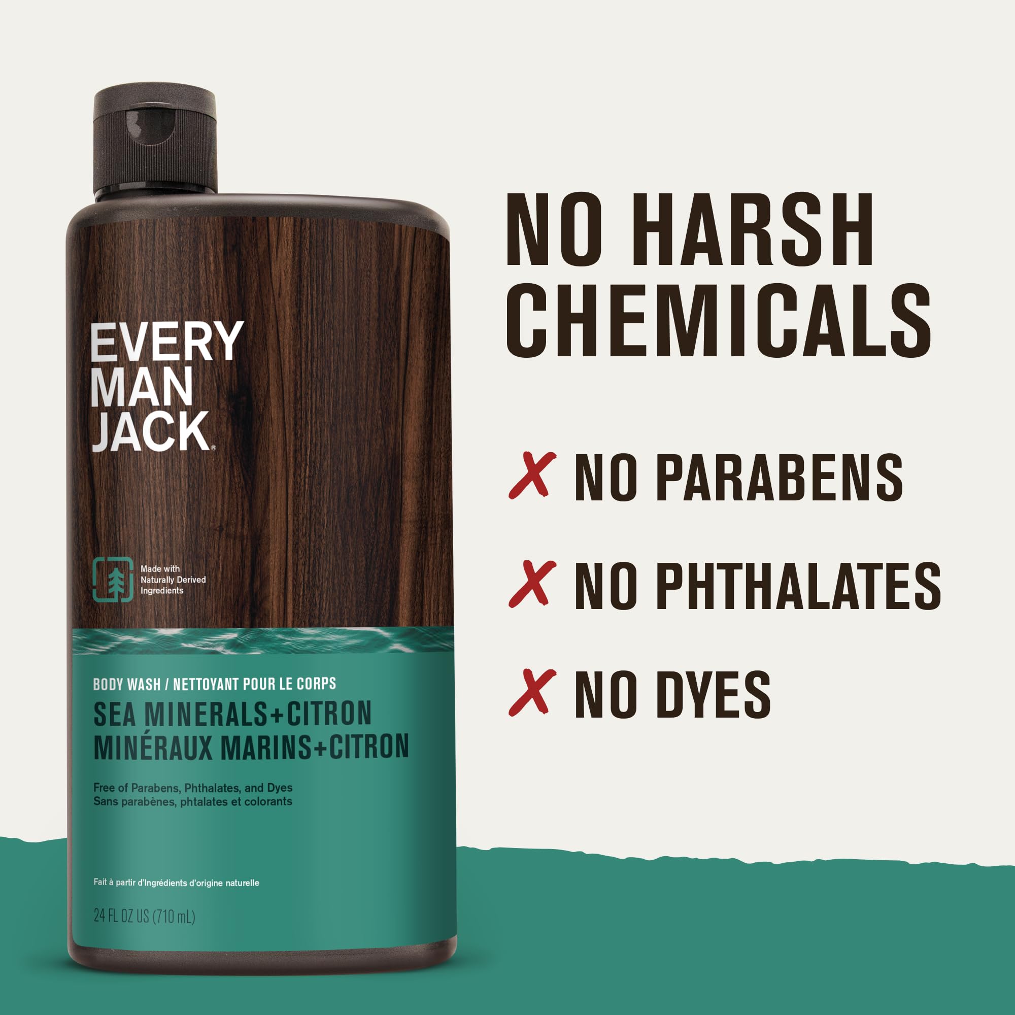 Every Man Jack coastal fragrance with sea minerals and citron evokes fresh ocean vibe.