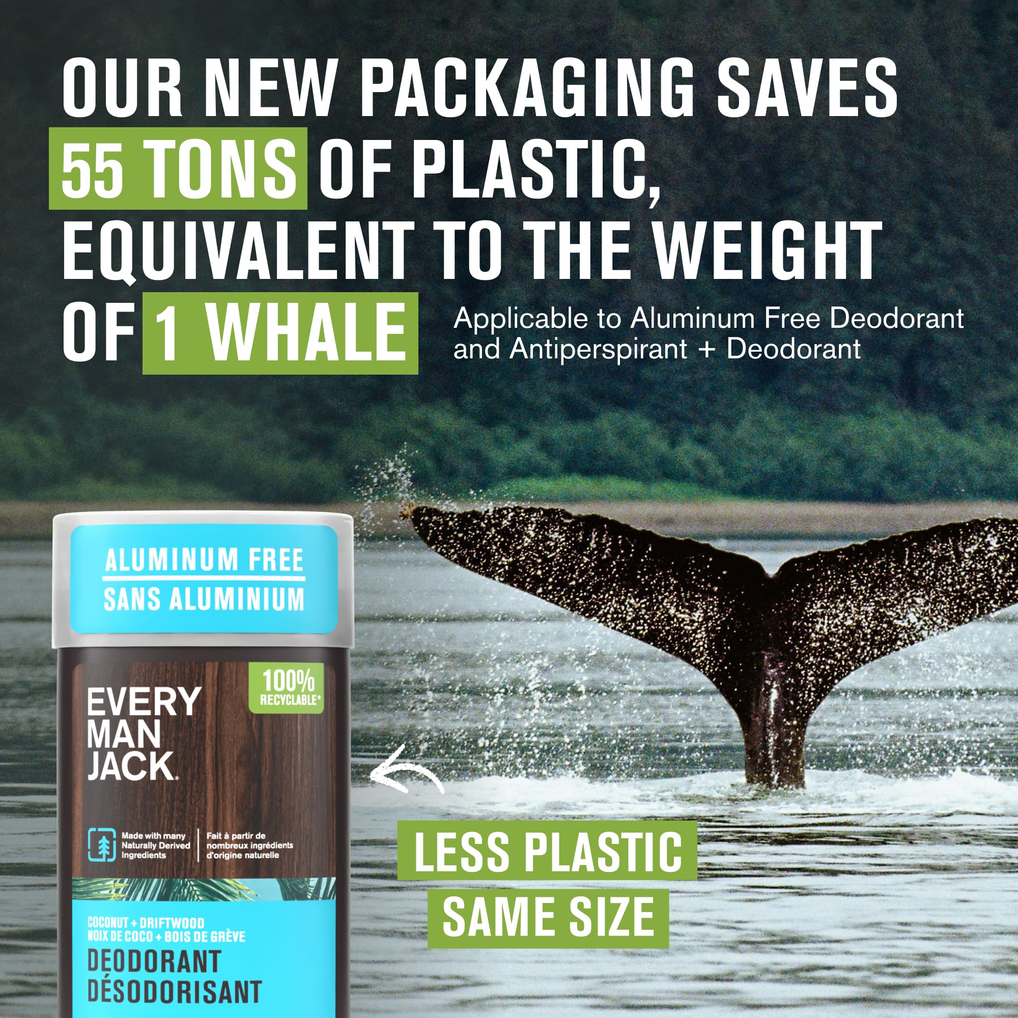 Every Man Jack Coconut Driftwood bathroom scene with deodorant ready for daily use.