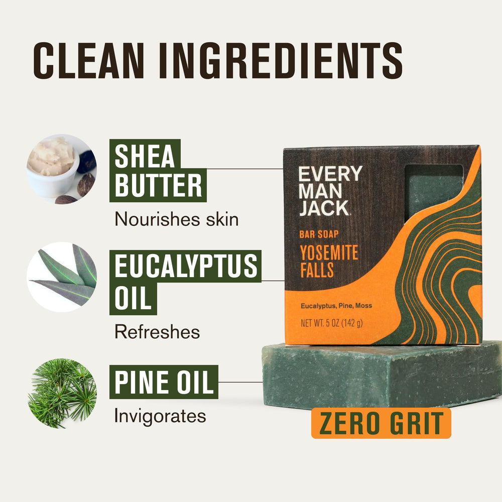 Every Man Jack Cold Plunge bar soap natural ingredients emphasize skin-friendly cleansing.