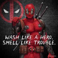Every Man Jack Deadpool body wash front bottle design for everyday use