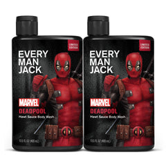 Every Man Jack Deadpool body wash packaging box perfect for Marvel gifts