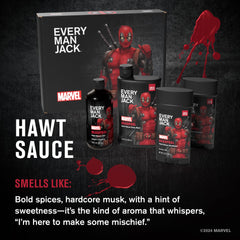 Every Man Jack Deadpool gift set on display, perfect for Marvel fans
