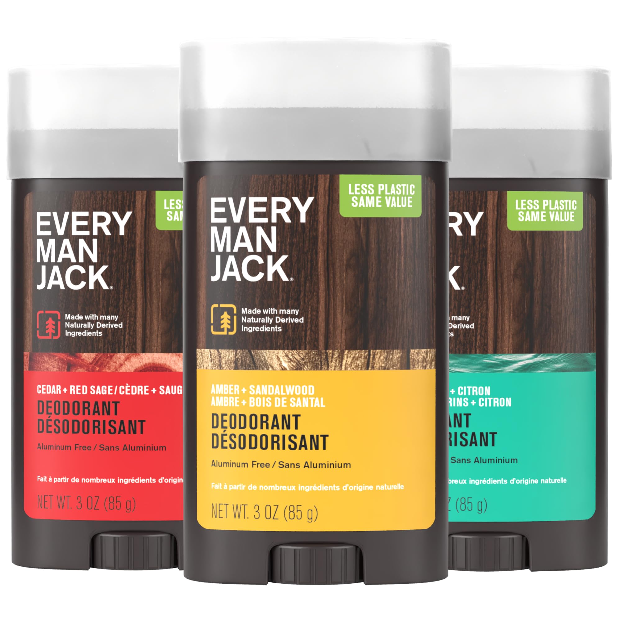 Every Man Jack cedar red sage deodorant stick offers all-day woodsy freshness.