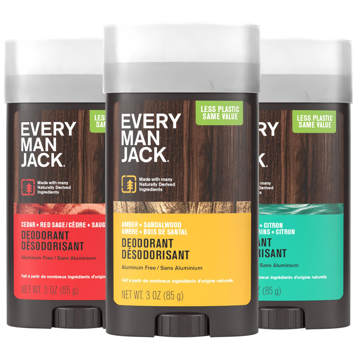 Every Man Jack cedar red sage deodorant stick offers all-day woodsy freshness.