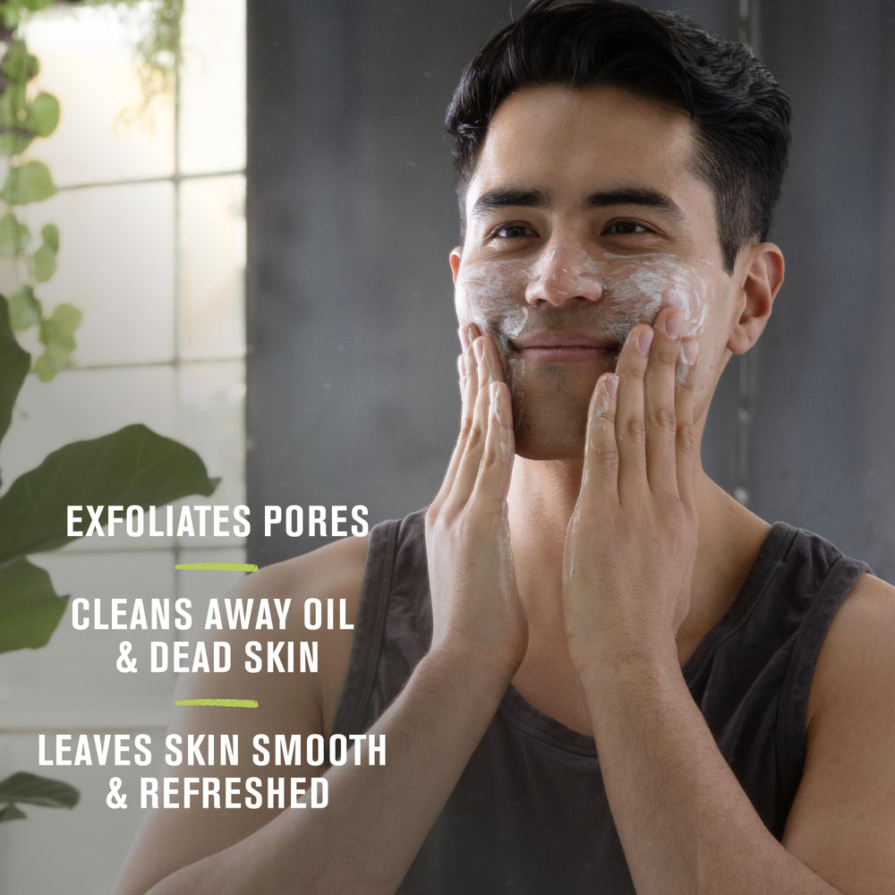 Every Man Jack scrub with hyaluronic acid for hydration and a refreshed appearance.