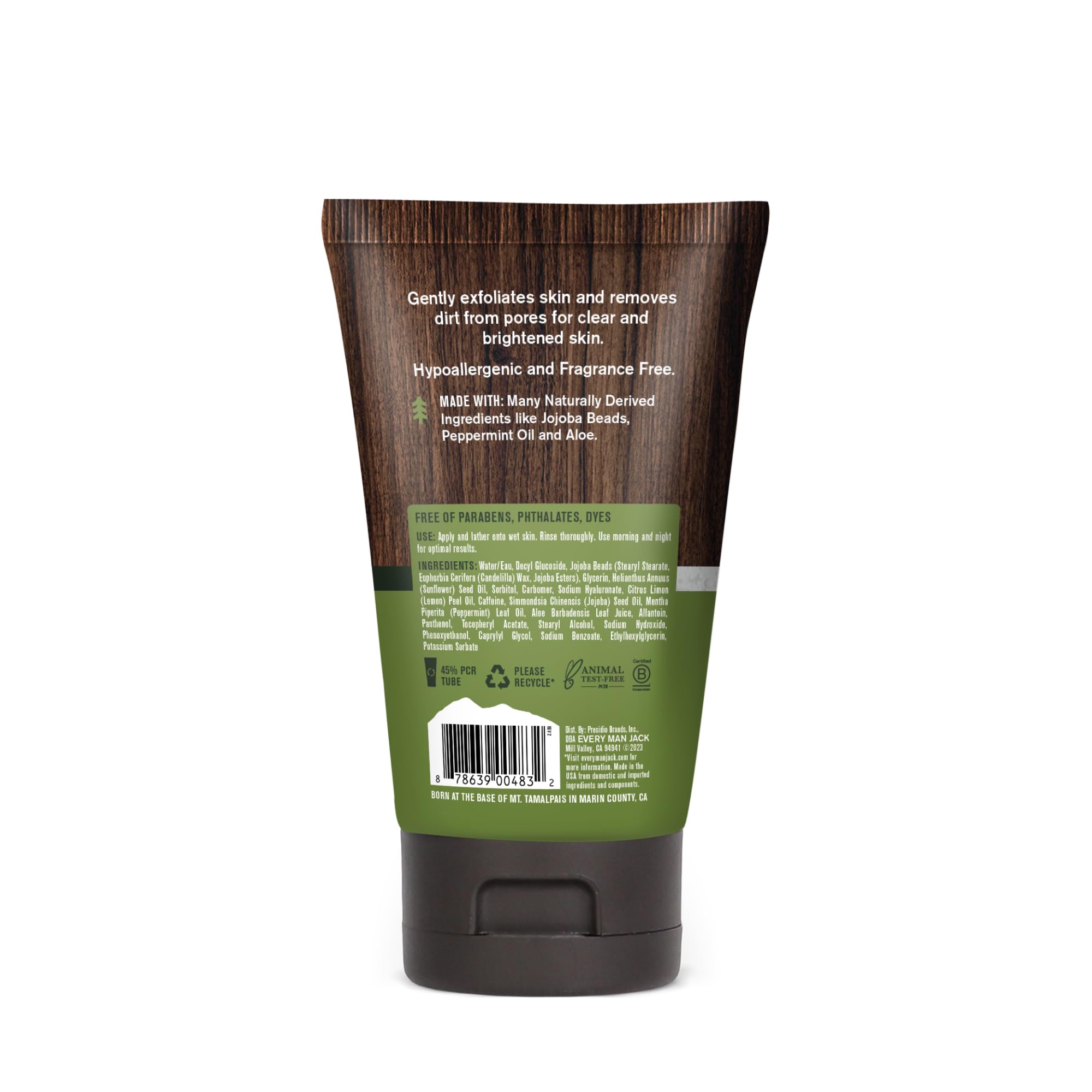 Fragrance-free label on packaging highlights suitability for sensitive-skin users.