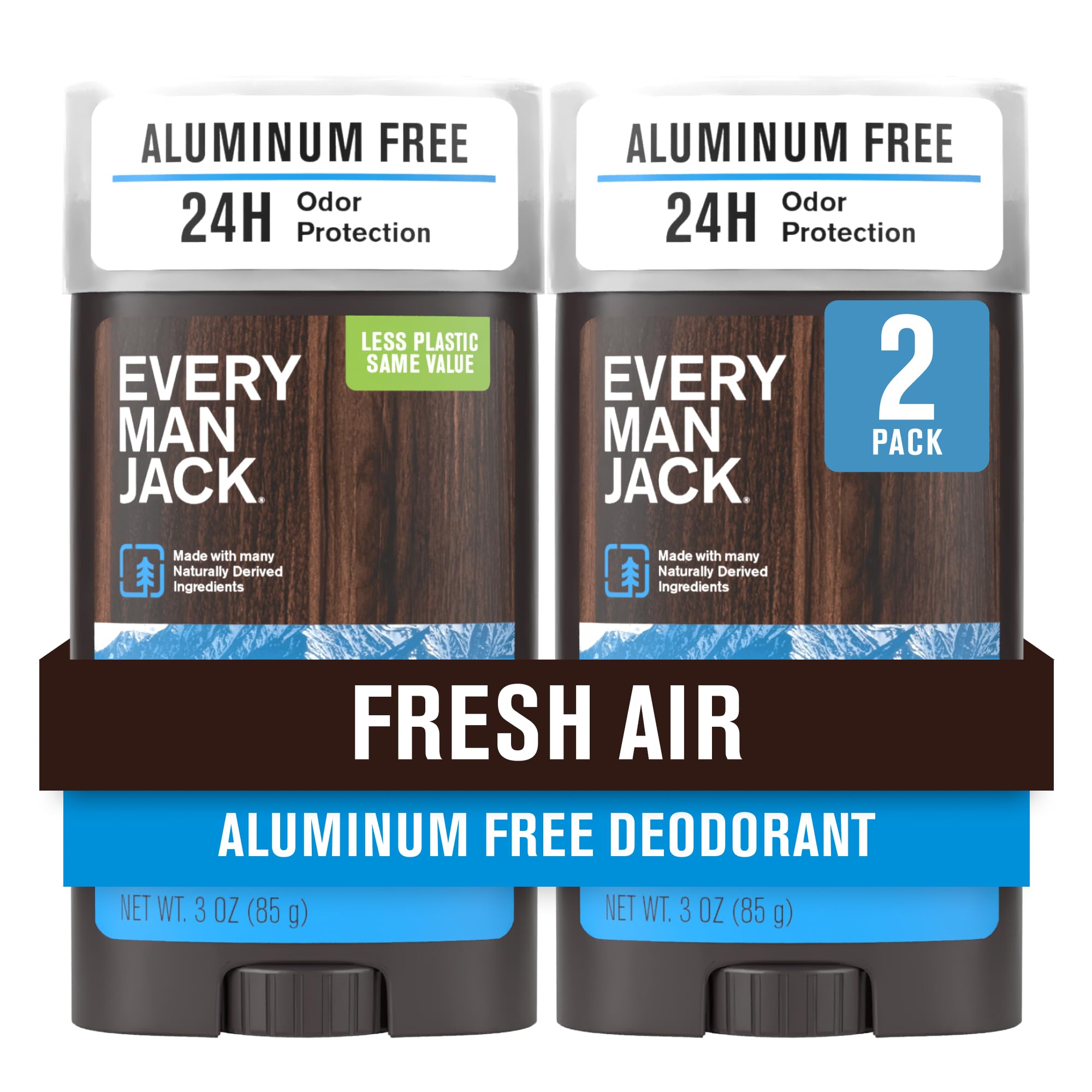 Every Man Jack Fresh Air deodorant stick provides aluminum-free odor protection for all-day confidence.