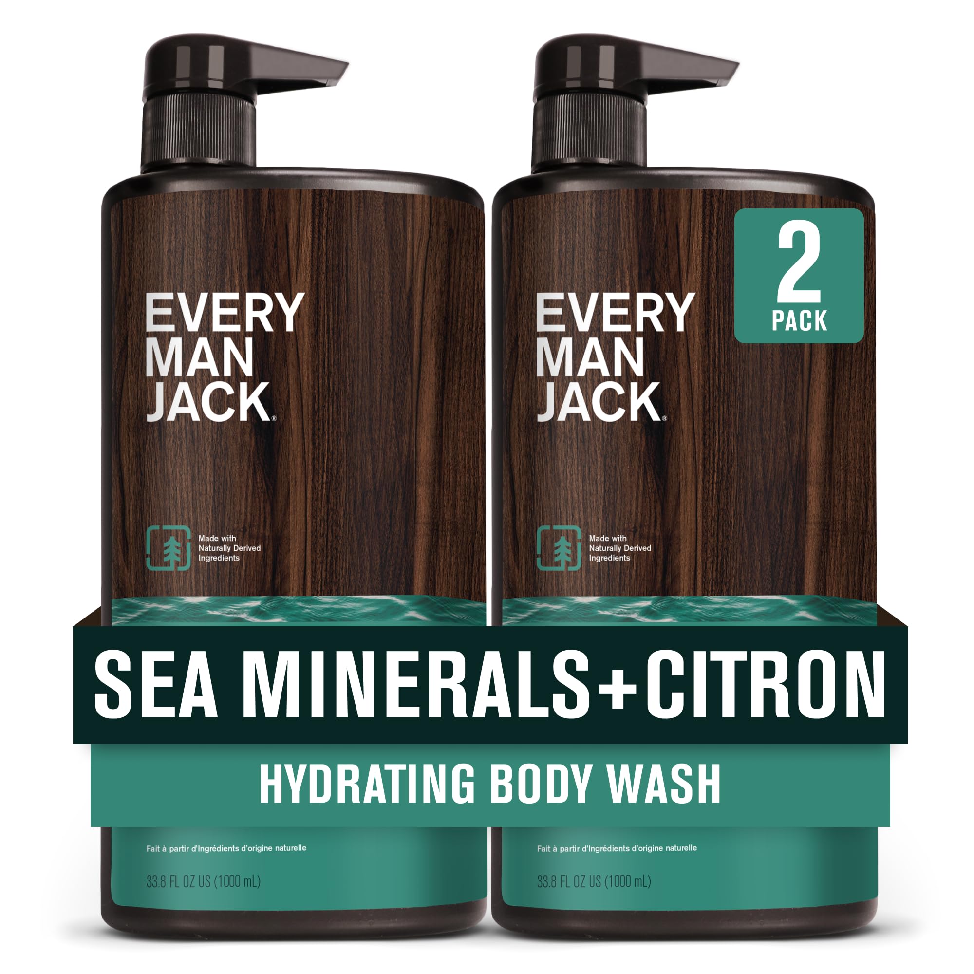 Every Man Jack hydrating body wash bottle for daily coastal cleanse with sea minerals.