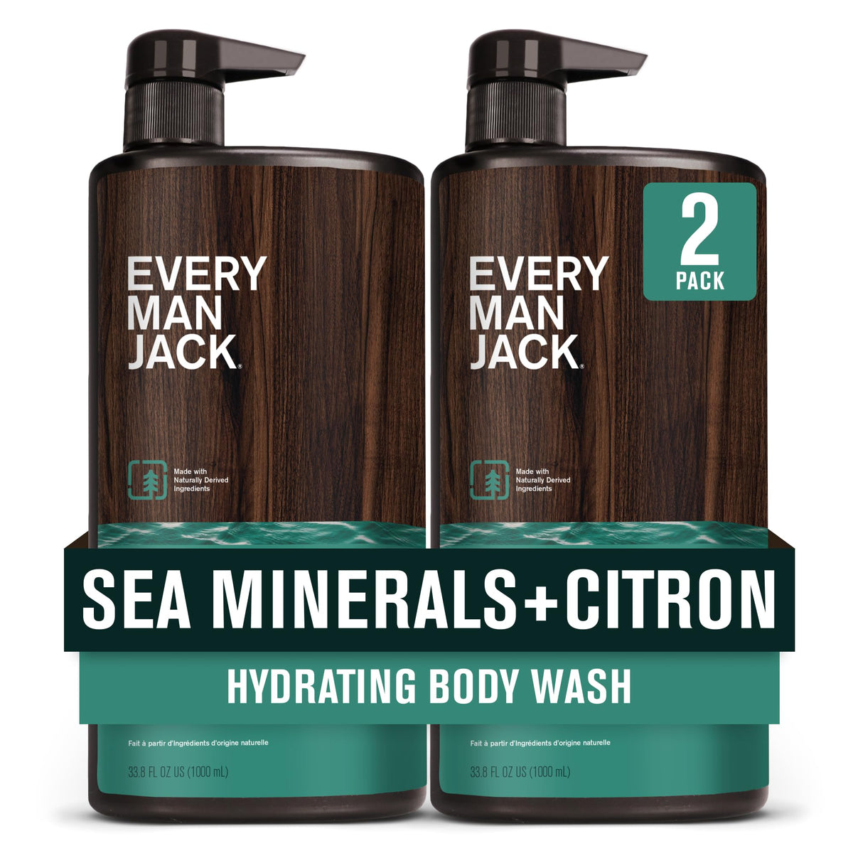 Every Man Jack hydrating body wash bottle for daily coastal cleanse with sea minerals.
