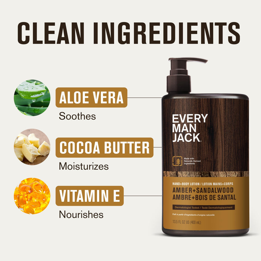 Every Man Jack hypoallergenic formula highlights skin-friendly moisturization.