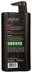 Every Man Jack body wash lathers into rich foam with masculine cedar scent