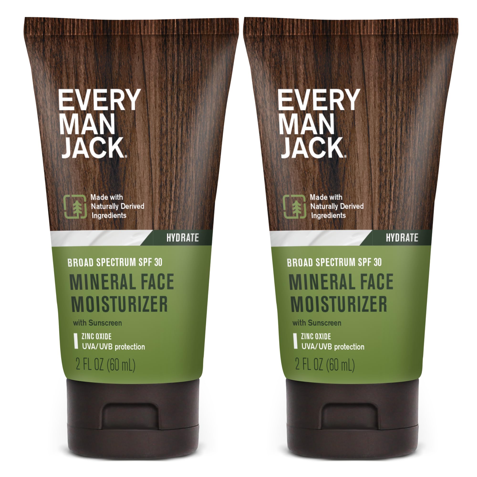 Every Man Jack mineral face lotion bottle with SPF 30 for daily protection