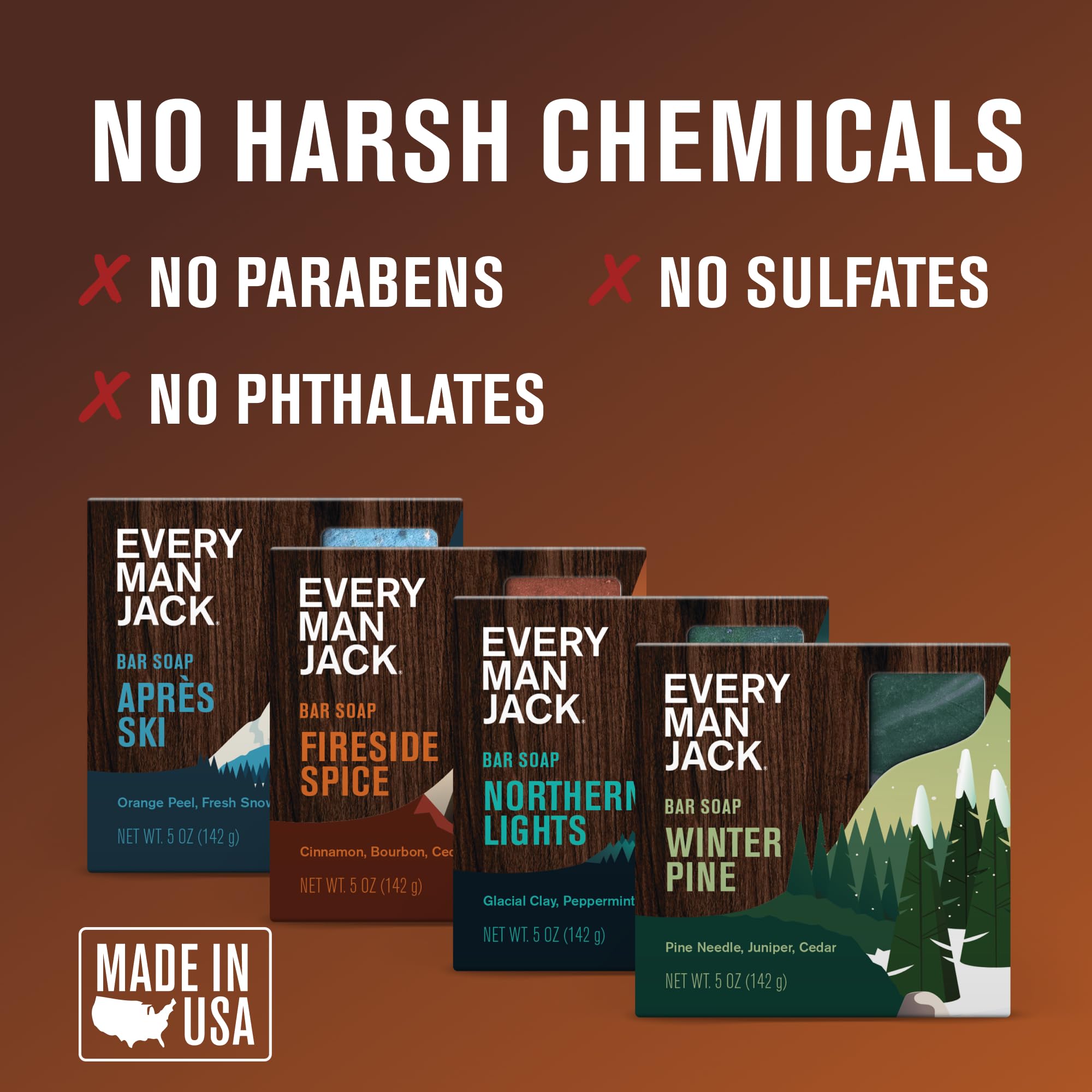 Every Man Jack Natural Ingredients bar—gentle, all-skin-types cleansing with derived oils.