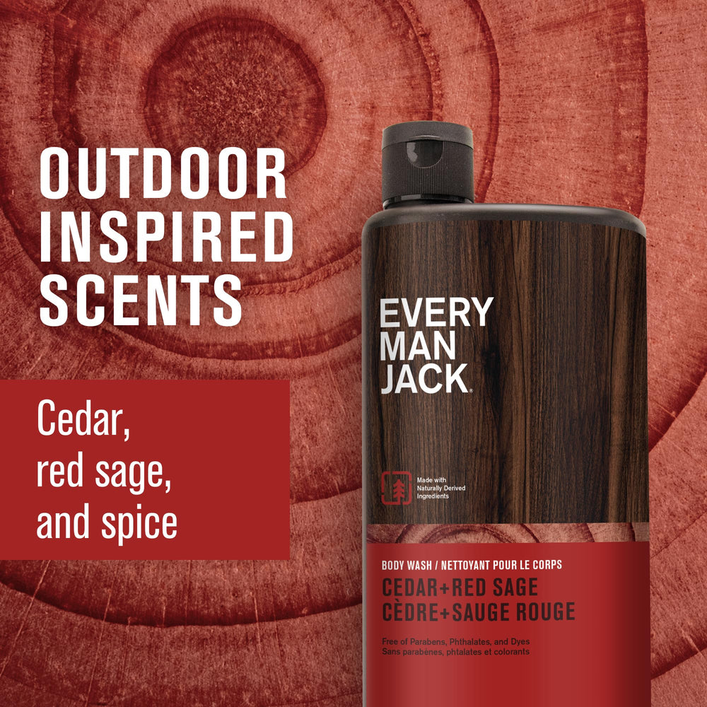 Every Man Jack Nourishing Cedar Red Sage body wash lather highlights the cedar scent with peppery spice.