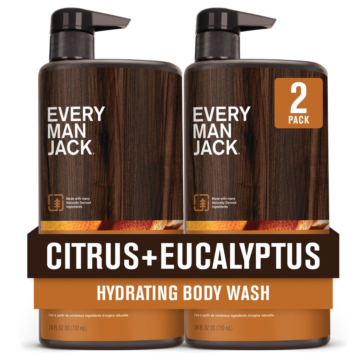 Every Man Jack Nourishing Citrus Eucalyptus body wash bottle front for refreshed skin and energy