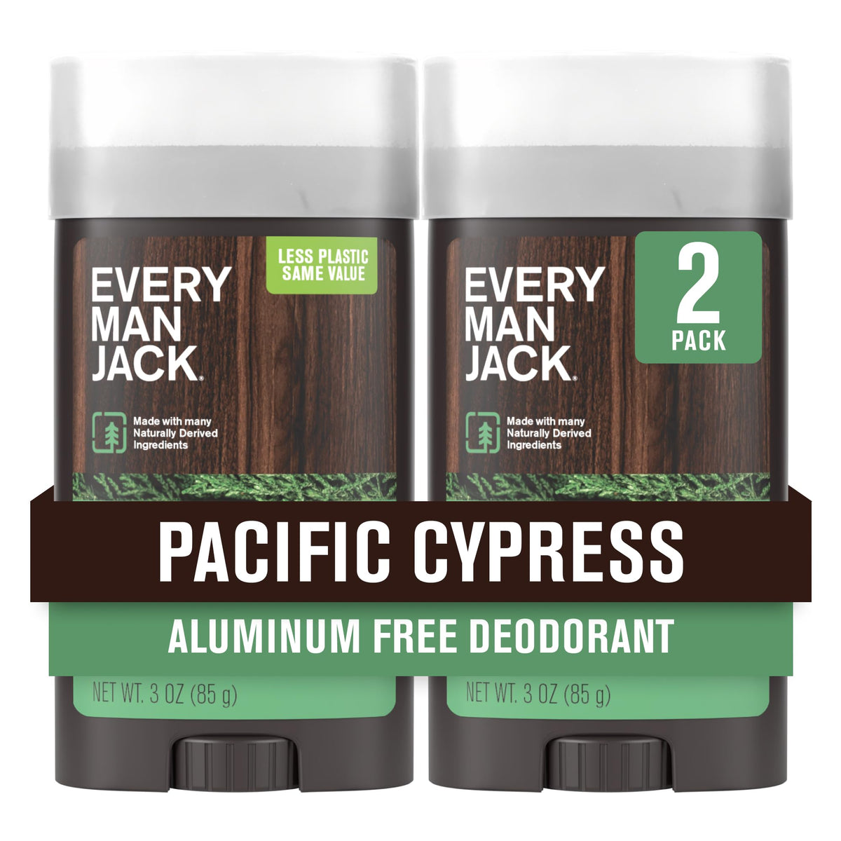Every Man Jack Pacific Cypress deodorant cap shows aluminum-free protection for all skin types.