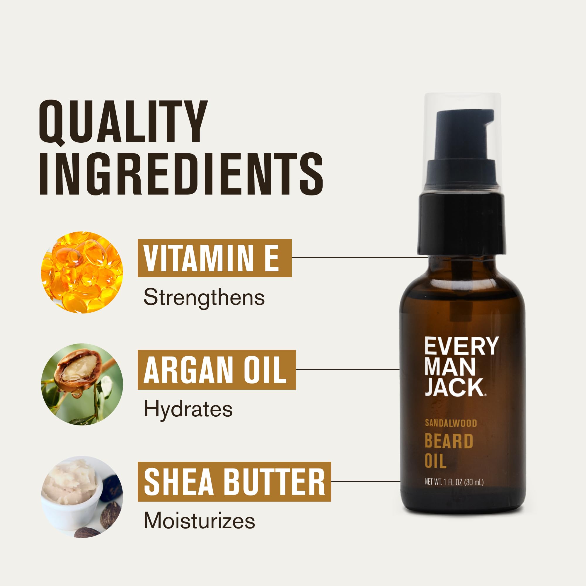 Every Man Jack Sandalwood Beard Oil on hand for quick conditioning