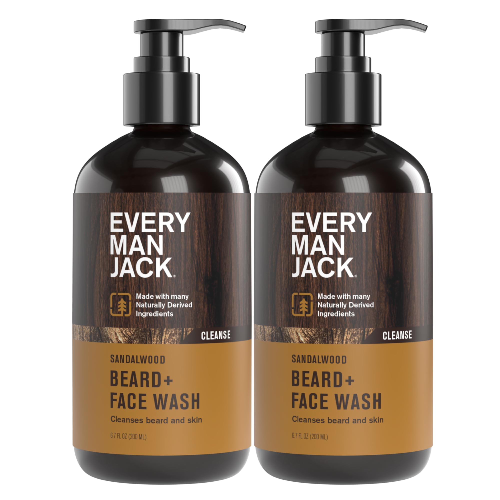 Every Man Jack Sandalwood Beard Wash bottle: easy grip and refreshed beard after every shower.
