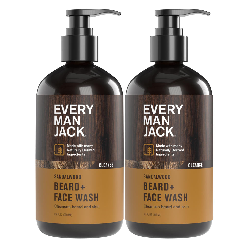 Every Man Jack Sandalwood Beard Wash bottle: easy grip and refreshed beard after every shower.