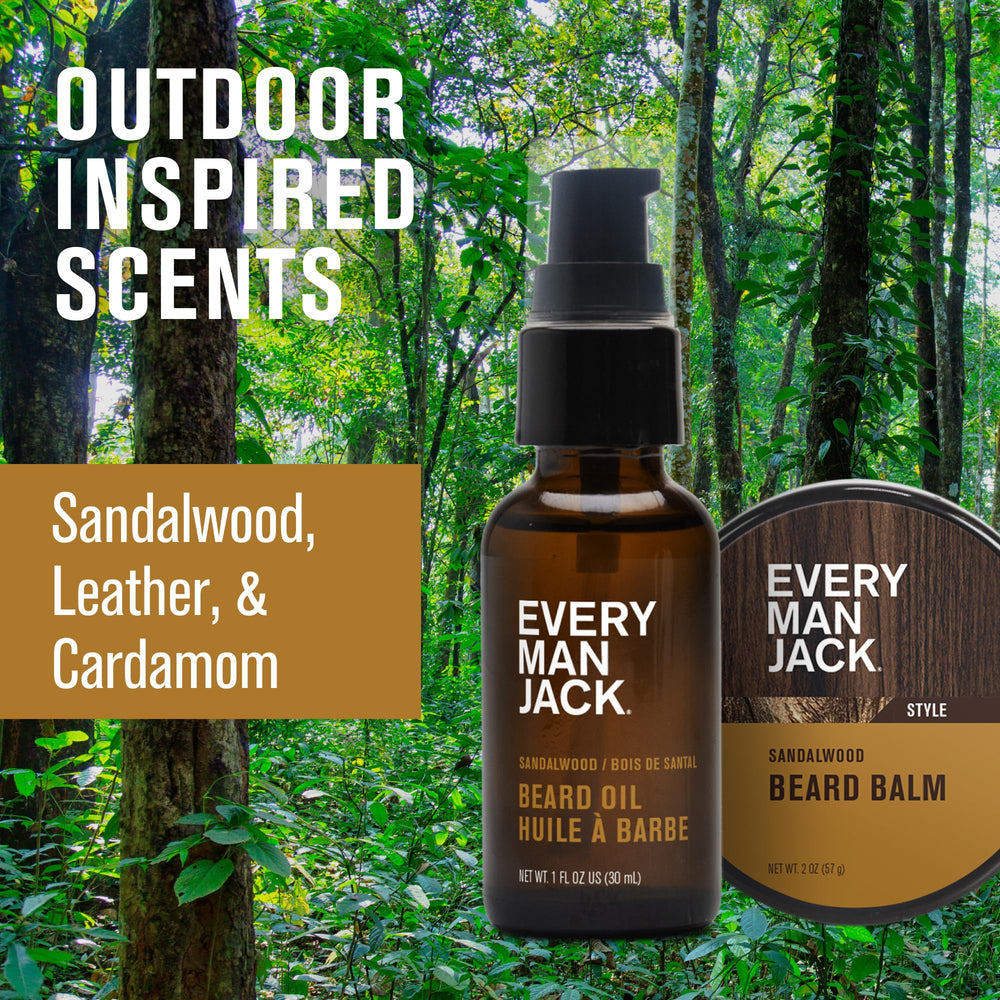 Every Man Jack wooden dual-sided sandalwood comb detail for precise grooming.