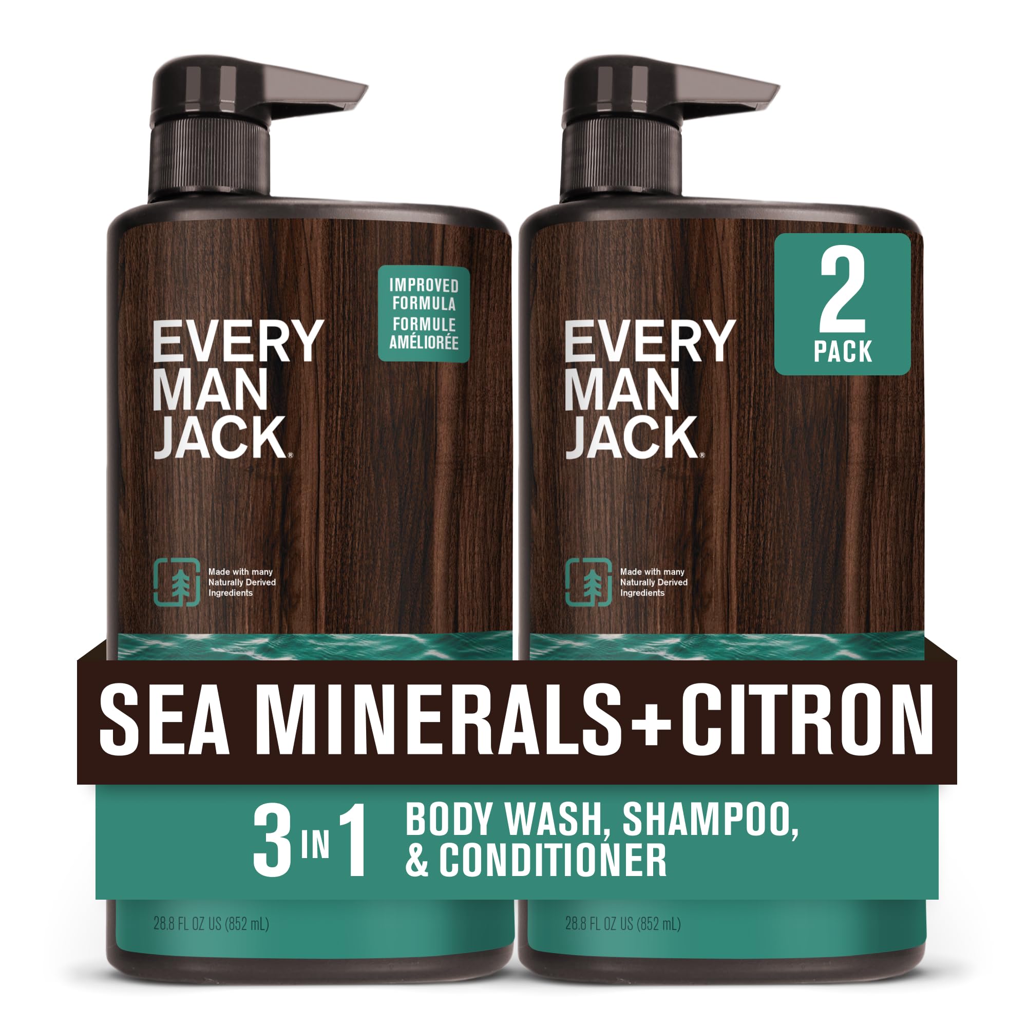 Every Man Jack sea minerals citron 3in1 bottle with refreshing coastal scent for daily wash