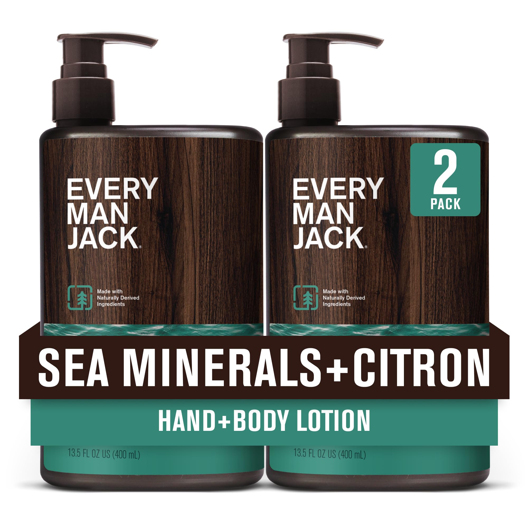Every Man Jack Sea Minerals Citron lotion front bottle showing lightweight hydration for daily use.