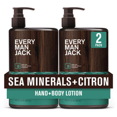 Every Man Jack Sea Minerals Citron lotion front bottle showing lightweight hydration for daily use.
