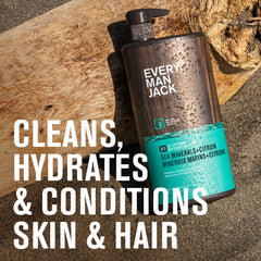 Every Man Jack sea minerals citron lather demonstrates rich foam for body and hair cleansing