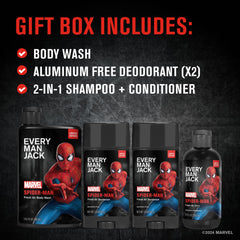 Every Man Jack Spider-Man deodorant 2-pack with long-lasting scent.