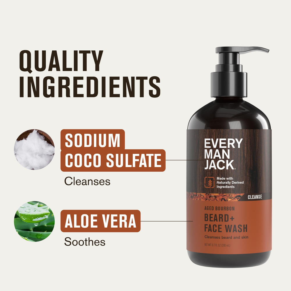 Aloe vera and coconut surfactants in Every Man Jack wash for hydration.
