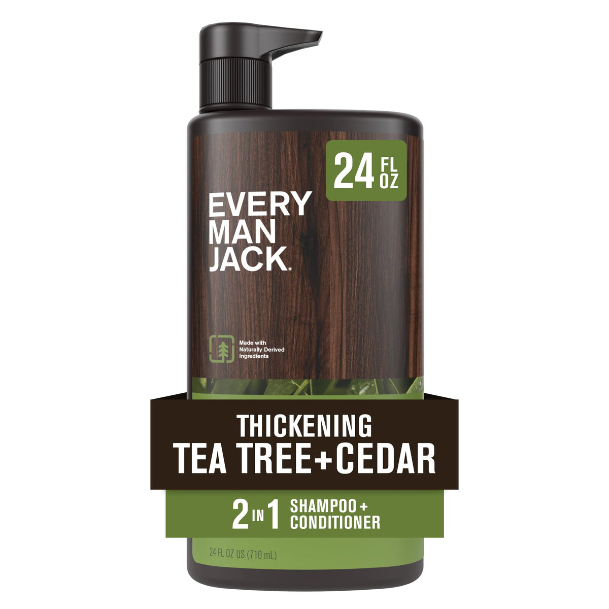Every Man Jack Tea Tree Cedar 2in1 bottle front view for refreshing cleanse