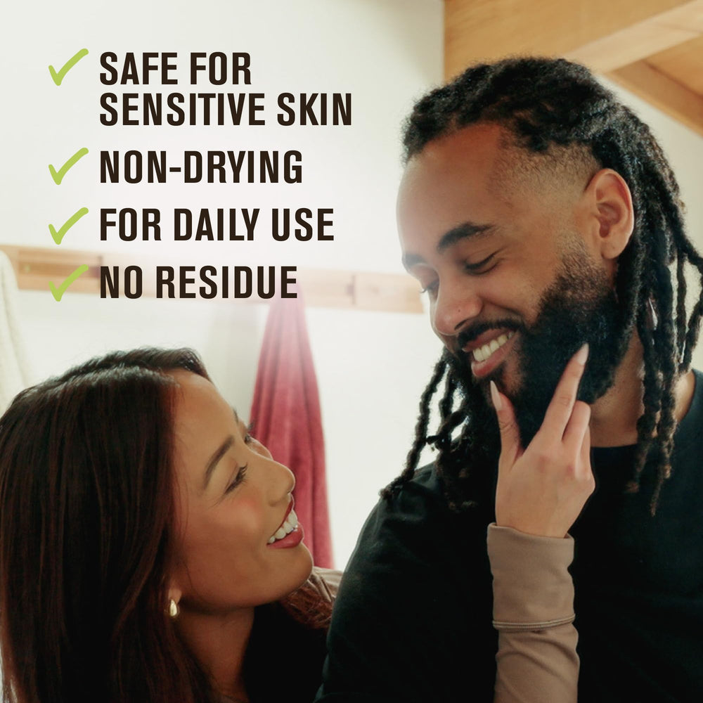 Every Man Jack unscented beard and face wash coconut-derived cleansers nourish skin and hair.