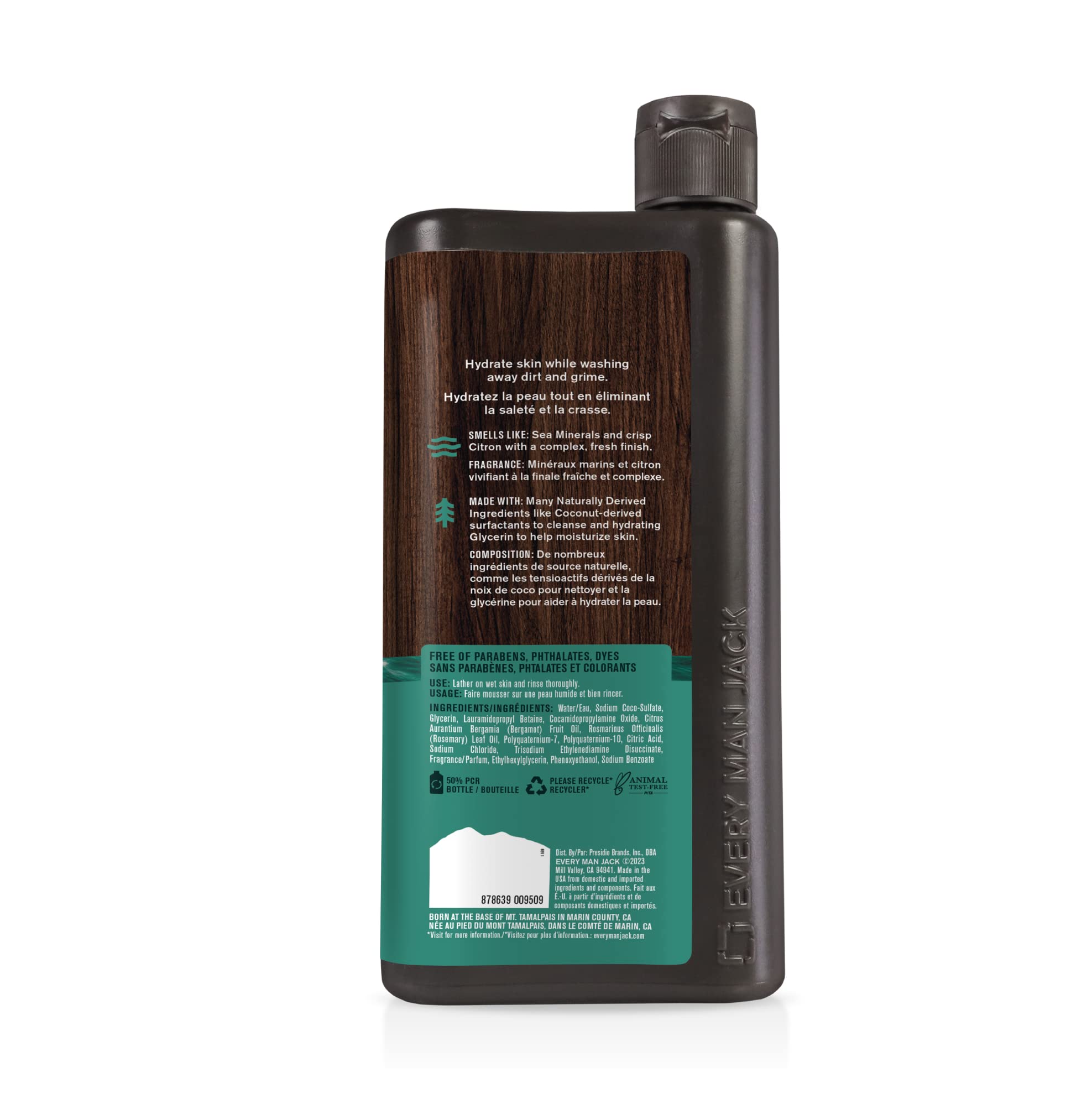 Every Man Jack product in-hand showing pump-top convenience for everyday washes.