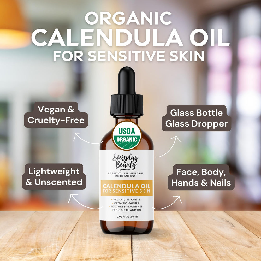 Everyday Beauty Organic Calendula Oil packaging BPA-free focuses on safety and freshness