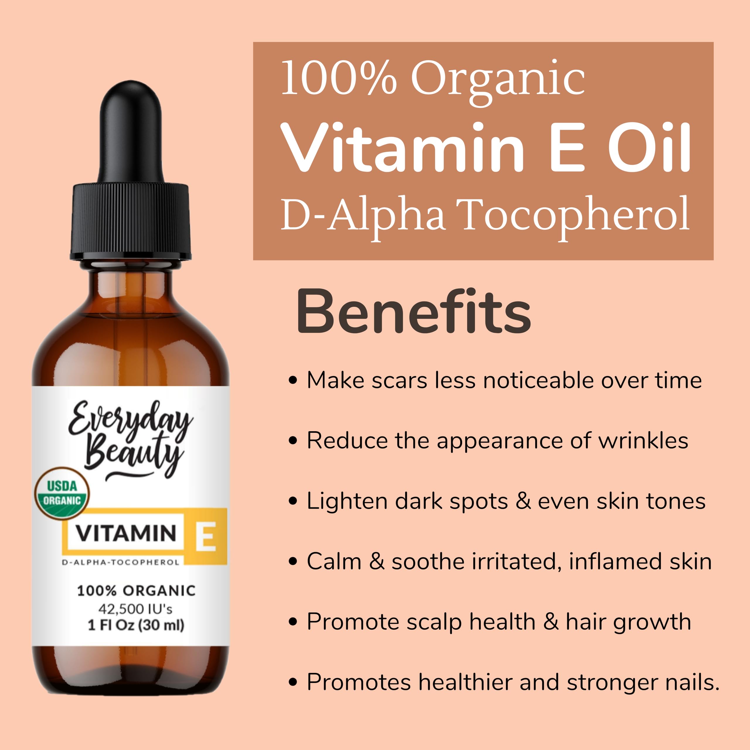 Everyday Beauty Vitamin E Oil applied to the face for hydration.
