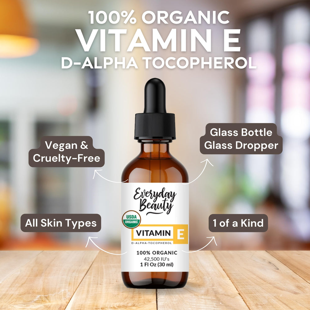 Everyday Beauty Vitamin E Oil ingredients highlight D-Alpha Tocopherol.