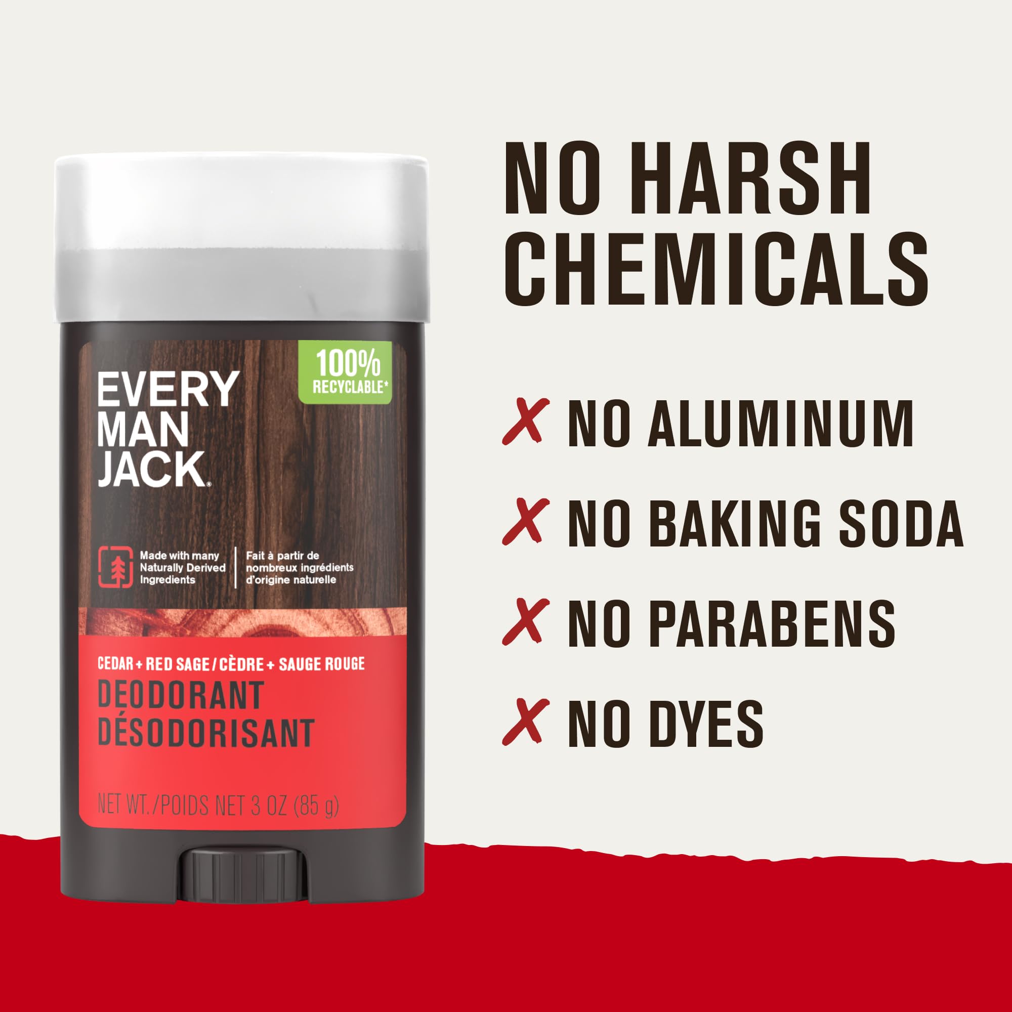 Aluminum-free seal on Every Man Jack Cedar + Red Sage deodorant.