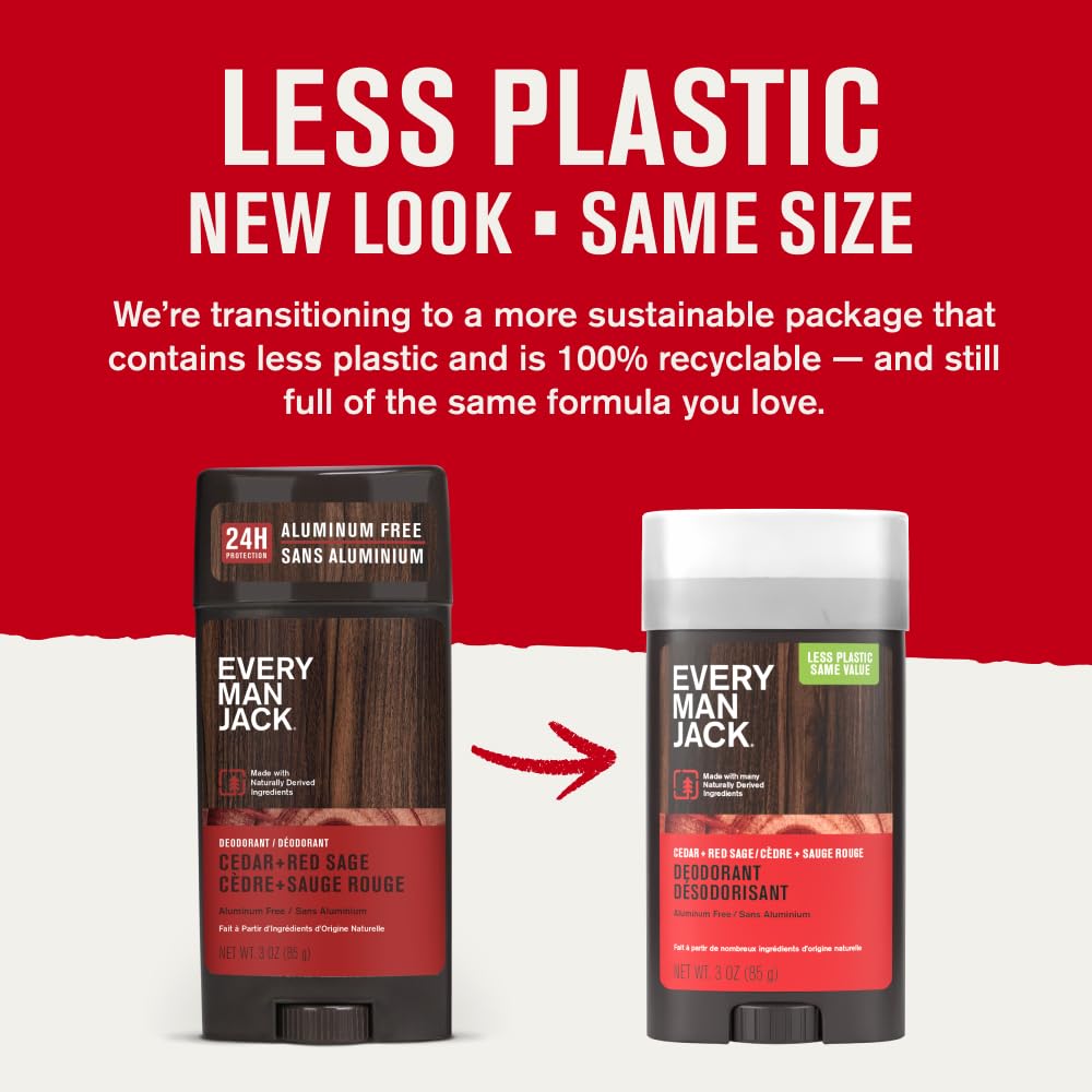 Every Man Jack deodorant packaging front showing natural formula.