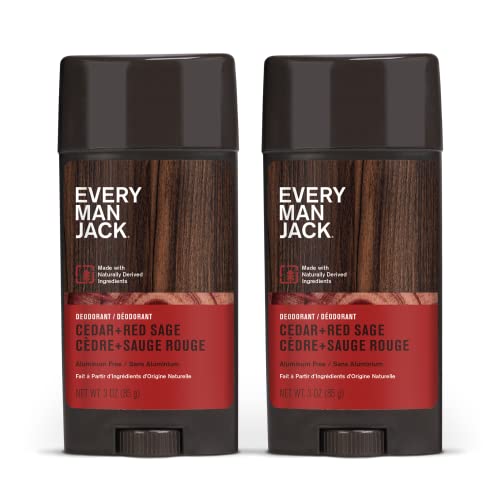 Two-pack packaging image of Every Man Jack Cedar + Red Sage deodorant.