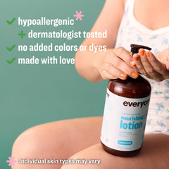 Everyone 2-in-1 lotion family-use depicts shared hydration for adults and kids.