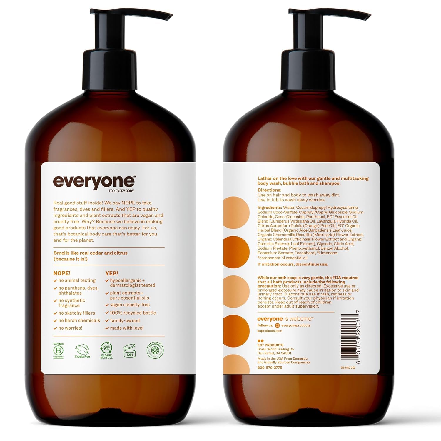 Everyone 3in1 soap in tub scene suggests relaxing, multi-use bubble bath and wash