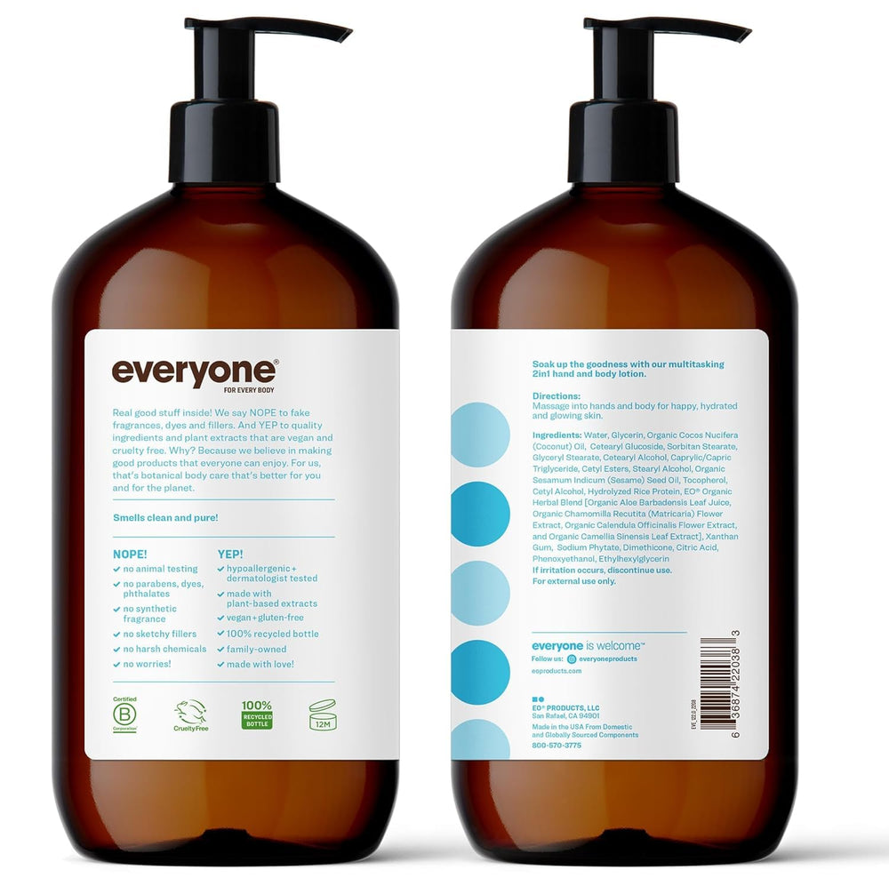 Everyone unscented-label-closeup highlights clean ingredients and gentle hydration.