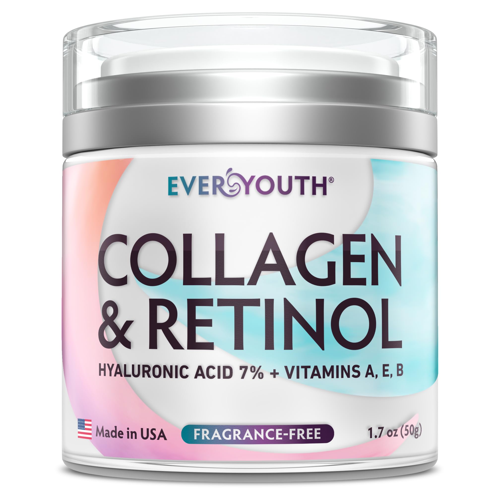 Everyouth collagen cream face bottle demonstrates daily hydration for healthier-looking skin