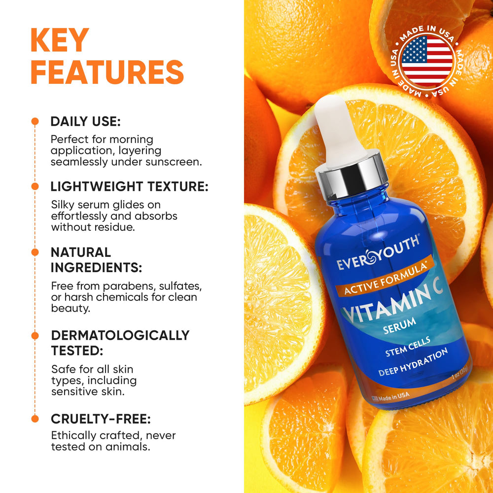 EVERYOUTH Vitamin C Serum application image illustrating smooth, even distribution.