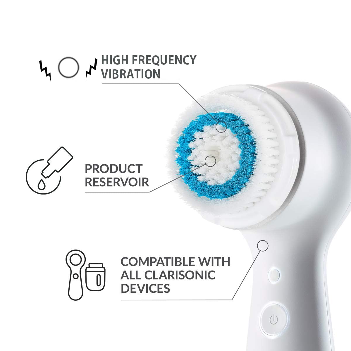 Evetree deep-pore brush head on Clarisonic Mia 2 provides deep cleansing without abrasion.