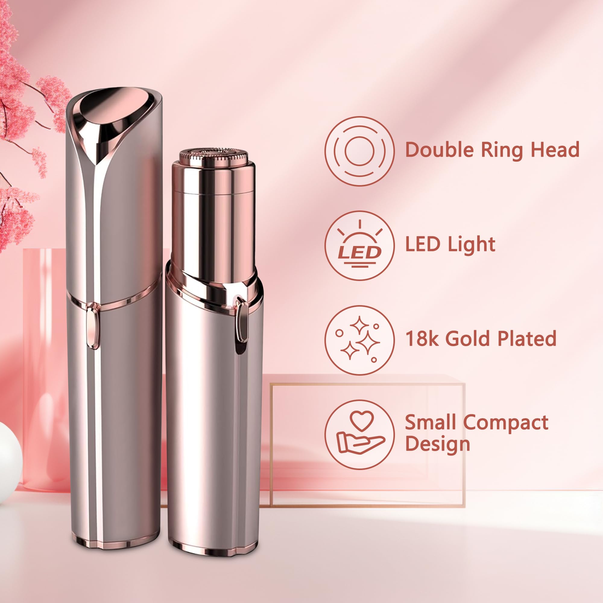 EVIEY rose gold detail close-up highlighting gold-plated head for gentle glide