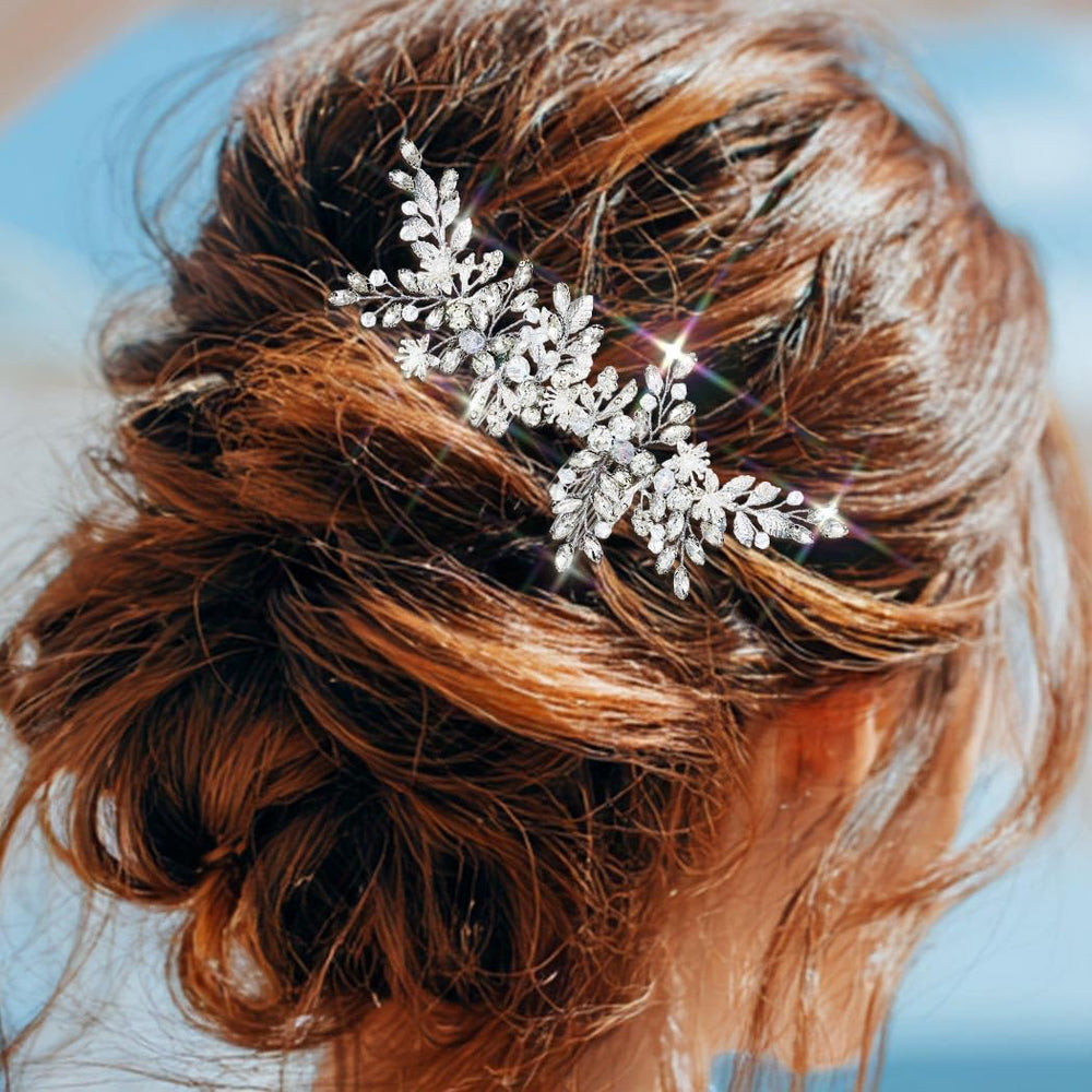EVILD prom hair accessory in silver crystals for evening elegance