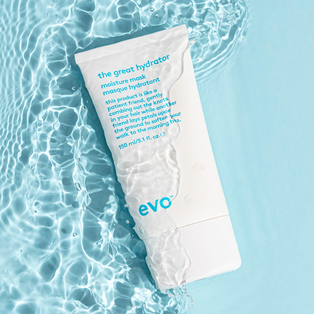 EVO The Great Hydrator Mask after-wash look shows improved texture and manageability